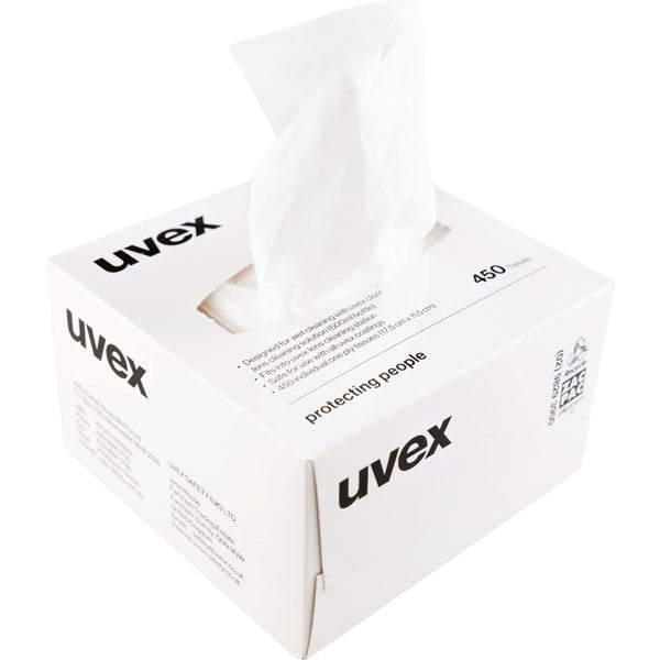 Uvex Formulated Cleaning Tissues/Wipes  Box x 450 - UK BUSINESS SUPPLIES