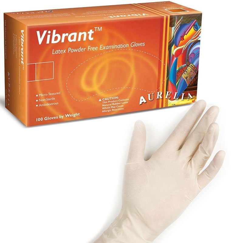 Aurelia Vibrant Natural Powder Free LARGE Latex Gloves Pack 100's - UK BUSINESS SUPPLIES