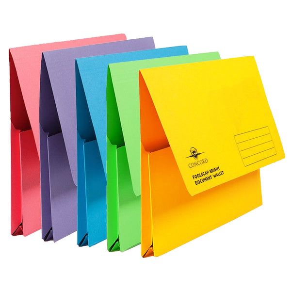 Pukka Pads Brights Document Wallets Foolscap Half Flap Assorted Colours (5 Pack) - UK BUSINESS SUPPLIES