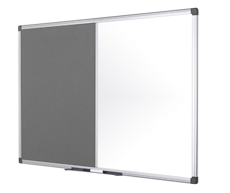 Bi-Office Maya Combination Board Grey Felt/Non Magnetic Whiteboard Aluminium Frame 1800x1200mm - XA2720170 - UK BUSINESS SUPPLIES